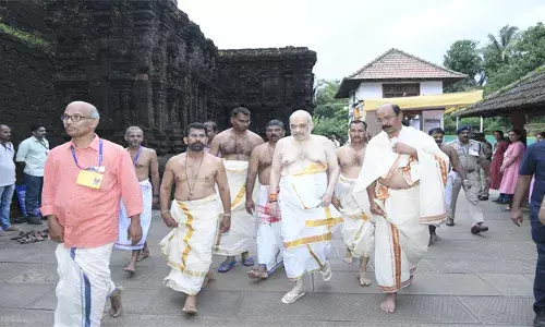 അമിത്ഷാ തളിപ്പറമ്പ് രാജരാജേശ്വര ക്ഷേത്രദര്‍ശനം നടത്തി; രാജരാജേശ്വരനെ വണങ്ങി വഴിപാടുകള്‍; രാത്രിയോടെ ഡല്‍ഹിക്ക് മടക്കം
