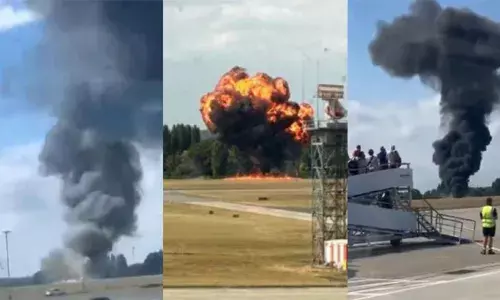 ലണ്ടൻ വിമാനത്താവളത്തെ നടുക്കി ദുരന്തം; ടേക്ക് ഓഫ് ചെയ്ത് നിമിഷങ്ങൾക്കകം ചെറു ജെറ്റ് വിമാനം തകർന്നുവീണതായി റിപ്പോർട്ടുകൾ