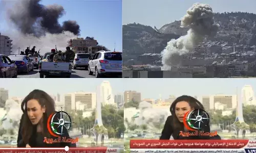 സിറിയയില്‍ പ്രസിഡന്റിന്റെ കൊട്ടാരത്തിന് സമീപം സ്‌ഫോടനങ്ങള്‍; സൈനിക ആസ്ഥാനത്തിനും പ്രതിരോധ മന്ത്രാലയത്തിനും നേര്‍ക്ക് ഇസ്രയേല്‍ വ്യോമാക്രമണം; മതന്യൂനപക്ഷമായ ഡ്രൂസ് വിഭാഗക്കാരെ രക്ഷിക്കാന്‍ ലക്ഷ്യമിട്ടാണ് ആക്രമണമെന്ന് ഇസ്രയേല്‍; വ്യോമാക്രമണത്തിനിടെ എണ്ണീറ്റോടുന്ന സര്‍ക്കാര്‍ ടെലിവിഷനിലെ അവതാരകയുടെ ദൃശ്യങ്ങള്‍ പുറത്ത്