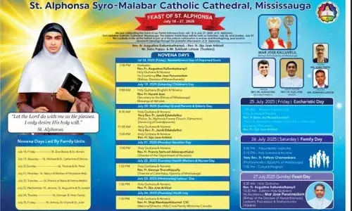 മിസ്സിസ്സാഗ കത്തിഡ്രല്‍ ഇടവകയുടെ മധ്യസ്ഥയും ആയ വിശുദ്ധ അല്‍ഫോന്‍സാമ്മയുടെ തിരുന്നാളിന്