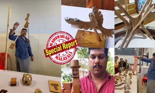 കയറിലൂടെ ടയർ ചവിട്ടി പോകുന്ന പാവ; ഒറ്റക്കോലിൽ കുത്തി നിന്ന് കറങ്ങുന്ന പരുന്ത്; എങ്ങും തട്ടാതെ തിരിയുന്ന കോൽ..; സോഷ്യൽ മീഡിയ തുറന്നവർക്ക് കൗതുകം; മരപ്പണിയിൽ തീർത്ത കളിപ്പാട്ടങ്ങളുടെ ഒരു ലോകം; വിസ്മയിപ്പിച്ച് രജിലിന്റെ ക്രിയേറ്റിവിറ്റി; ജോലിയുടെ ഇടവേളകളിൽ തുടങ്ങിയ ഹോബി വൈറലായപ്പോൾ സംഭവിച്ചത്