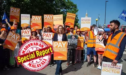 ബ്രിട്ടനില്‍ ഡോക്ടര്‍മാരുടെ സമരത്തില്‍ വലഞ്ഞ് എന്‍എച്ച്എസ് ആശുപത്രികള്‍; 50000 ഡോക്ടര്‍മാര്‍ പണി മുടക്കിയതോടെ ആയിരകണക്കിന് അപ്പോയ്ന്റ്മെന്റുകള്‍ റദ്ദായി; ആവശ്യപ്പെടുന്നത് രണ്ട് ലക്ഷം രൂപ വരെ; യുകെയെ വിറപ്പിച്ച് ഡോക്ടര്‍മാരുടെ സമരം