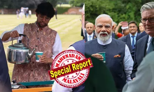 ഒരു ചായക്കാരന്റെ വക ചായ മറ്റൊരു ചായക്കാരന്; അഖില്‍ പട്ടേലിന്റെ തഗ് ഡയലോഗിന് മോദിയുടെ പൊട്ടിച്ചിരി; ഇന്ത്യയുടെ രുചിയറിയൂ എന്ന് സ്റ്റാര്‍മറോട് കളിയും കാര്യവും; ഇരു പ്രധാനമന്ത്രിമാര്‍ക്കും ലഭിച്ച മസാല ചായയിലെ ഏലക്കയും ഇഞ്ചിയും കേരളത്തില്‍ നിന്നും; മിഹിറിന്റെ വീഡിയോ പറന്നത് 20 മില്യണ്‍ ആളുകളിലേക്ക്