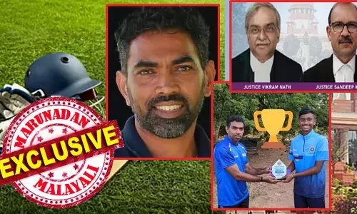 സച്ചിന്‍ ബേബിയും സഞ്ജുവും രണ്ടു വശത്തായപ്പോള്‍ പഴി കേട്ടു; ആ സസ്‌പെന്‍ഷനെ അതിജീവിച്ചത് ഓബുഡ്‌സ്മാന്റെ ഉത്തരവില്‍; പിന്നാലെ അശുദ്ധ കൈകളാല്‍ കോടതിയെ സമീപിച്ച വ്യവഹാരിയെന്ന ടാഗില്‍ സമ്പൂര്‍ണ്ണ വിലക്ക്; 46-ാം വയസ്സില്‍ 44 വിക്കറ്റുമായി കേരളത്തിലെ ലീഗില്‍ റിക്കോര്‍ഡിട്ട ലെഫ്റ്റ് ആം സ്പിന്നര്‍ക്ക് സുപ്രീംകോടതിയില്‍ നിന്നും നീതി; കേരളാ ക്രിക്കറ്റ് ദൈവങ്ങളെ തോല്‍പ്പിച്ച സന്തോഷ് കരുണാകരന്റെ കഥ