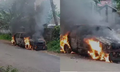 കൊല്ലത്ത് ഒരു സംഘം കാർ തടഞ്ഞുനിർത്തി തീയിട്ടു; യുവാവിനെ മർദ്ദിച്ചു; കേസെടുത്ത് പോലീസ്