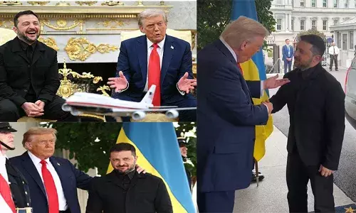 കൊള്ളാം, അടിപൊളി! ഇക്കുറി സെലന്‍സ്‌കിയുടെ വസ്ത്രധാരണത്തെ പ്രശംസിച്ച് ട്രംപ്; തോളില്‍ കയ്യിട്ട് സുഹൃത്തിനെ പോലെ സ്‌നേഹപ്രകടനം; എല്ലാം നന്നായി കലാശിച്ചാല്‍ യുദ്ധം അവസാനിപ്പിക്കാന്‍ ത്രികക്ഷി ചര്‍ച്ച നടത്താമെന്ന ട്രംപിന്റെ നിര്‍ദ്ദേശം ശരി വച്ച് യുക്രെയിന്‍ പ്രസിഡന്റ്; പുട്ടിന് സമാധാന സന്ദേശവുമായി കത്തെഴുതിയ മെലാനിയയ്ക്ക് നന്ദി പറഞ്ഞ് സെലന്‍സ്‌കി; ഓവല്‍ ഓഫീസ് ചിരിമയം