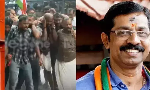 സി.കൃഷ്ണകുമാറിനെതിരായ പീഡന ആരോപണം: ബിജെപി ജില്ലാ കമ്മിറ്റി ഓഫീസിലേക്ക് കോണ്‍ഗ്രസ് മാര്‍ച്ച്; പോലീസും പ്രവര്‍ത്തകരും തമ്മില്‍ ഉന്തും തള്ളും