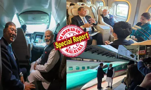 മണിക്കൂറിൽ 240 സ്പീഡിൽ കുതിക്കുന്ന ബുള്ളറ്റ്; ഇമ..ചിമ്മാതെ..ശ്രദ്ധ ഒട്ടും തെറ്റാതെ ട്രാക്കിൽ മാത്രം ശ്രദ്ധിക്കുന്ന ലോക്കോ പൈലറ്റ്; കൂടെ കൂളായി ഇരിക്കുന്ന ഇന്ത്യൻ നേതാവിനെ കണ്ട് സോഷ്യൽ മീഡിയയിൽ തീപ്പാറും ചർച്ച; സഹയാത്രികനായി ചിരിച്ചുകൊണ്ട് പോസ് ചെയ്യുന്ന ജപ്പാന്‍ പ്രധാനമന്ത്രിയും; വൈറലായി ട്രെയിൻ ടു സെന്‍ഡായ് യാത്ര