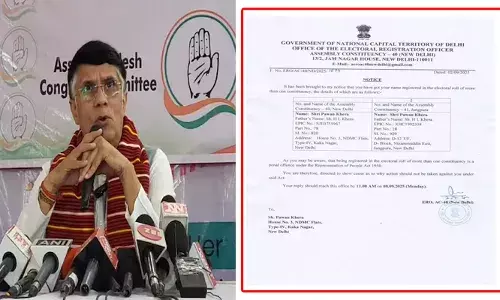 വോട്ട് കവര്‍ച്ചയെന്ന് രാഹുല്‍ ഗാന്ധി പുരപ്പുറത്ത് കയറി കൂവിവിളിച്ചു; രണ്ട് നിയമസഭാ മണ്ഡലങ്ങളിലെ വോട്ടര്‍ പട്ടികയില്‍ പവന്‍ ഖേരയുടെ പേരുള്ളതിന് തെളിവുമായി ബിജെപി; കാരണം കാണിക്കല്‍ നോട്ടീസ് അയച്ച് തിരഞ്ഞെടുപ്പ് കമ്മീഷന്‍; വോട്ട് ചോര്‍ച്ച ആരോപണം അവഗണിക്കുന്ന കമ്മീഷന്‍ ഭരണപക്ഷത്തെ പിന്തുണയ്ക്കുന്നതിന്റെ സ്ഥിരീകരണമെന്ന് ഖേര; വിവാദം ചൂടുപിടിക്കുന്നു