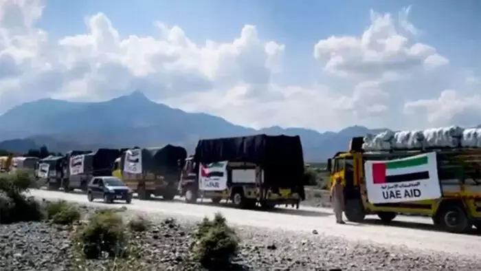 അഫ്ഗാനിസ്ഥാനിലെ ഭൂകമ്പബാധിതര്‍ക്കായി യുഎഇ സഹായസംഘം;  31 സഹായ ലോറികള്‍ കുനാര്‍ പ്രവിശ്യയിലെ ദുരിതബാധിതര്‍ക്കായി എത്തി