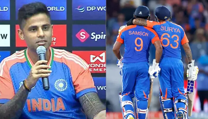 യുഎഇക്കെതിരെ സഞ്ജു സാംസണ് ഓപ്പണറാകുമോ?  ചോദ്യത്തിന് തമാശകലര്ന്ന മറുപടി നല്കി സൂര്യകുമാര് യാദവ്;  യുഎഇയെ എഴുതിത്തള്ളാനാവില്ലെന്നും ഇന്ത്യന് നായകന് യുഎഇക്കെതിരെ സഞ്ജു സാംസണ് ഓപ്പണറാകുമോ?  ചോദ്യത്തിന് തമാശകലര്ന്ന മറുപടി നല്കി സൂര്യകുമാര് യാദവ്;  യുഎഇയെ എഴുതിത്തള്ളാനാവില്ലെന്നും ഇന്ത്യന് നായകന്