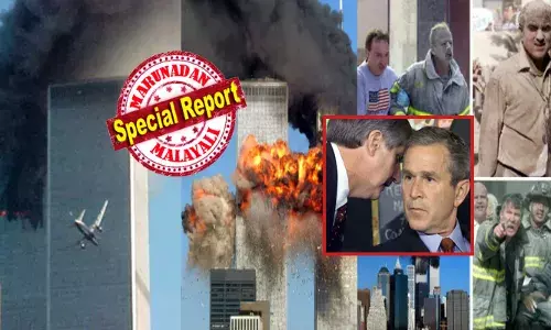 അന്നൊരു വ്യാഴ്ച ദിവസത്തെ ന്യൂയോർക്ക് സിറ്റിയിലെ പ്രഭാതം; ജോലിക്ക് പോകാനായി തിക്കുംതിരക്കും കൂട്ടുന്ന ആളുകൾ; പൊടുന്നനെ ആകാശത്ത് തെളിഞ്ഞത് അതിഭീകര ദൃശ്യങ്ങൾ; മിനിറ്റുകളുടെ വ്യത്യാസത്തിൽ വേൾഡ് ട്രേഡ് സെന്ററിലേക്ക് ഇടിച്ചുകയറി വിമാനങ്ങൾ; ആ..3000 പേരുടെ ജീവനെടുത്ത കറുത്ത ദിനം ഇന്ന്; വേദനയായി ഭീകരാക്രമണ വാർത്ത കേട്ട് ഞെട്ടിയ ബുഷിന്റെ മുഖം