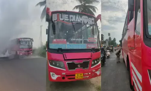 ഓടിക്കൊണ്ടിരുന്ന ബ്ലൂ ഡയമണ്ടിൽ നിന്ന് പുക ഉയരുന്നത് ശ്രദ്ധിച്ചു; ഡീസൽ പൈപ്പ് പൊട്ടി അപകടം; വെപ്രാളത്തിൽ ഗ്ലാസ് പൊളിച്ച് പുറത്തു ചാടിയ ഒരാൾക്ക് പരിക്ക്; സംഭവം കുന്നംകുളത്ത്