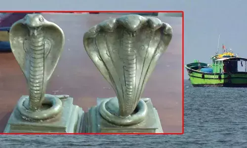 മത്സ്യത്തൊഴിലാളിയുടെ വലയിൽ കുടുങ്ങിയത് 2 നാഗവിഗ്രഹങ്ങൾ; 5 കിലോയിലേറെ ഭാരം; മോഷണം പോയതെന്ന് സംശയം