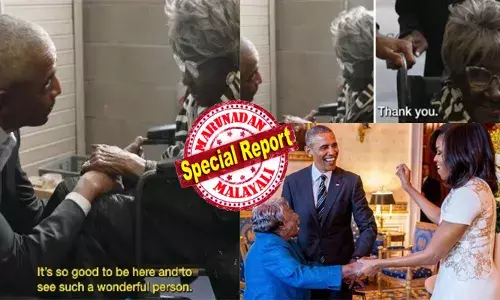 ഹൗ യു ലൂക്കിങ്ങ് സോ..ഗുഡ് അറ്റ് ദിസ് എജ്; ടെൽ മി..യുവർ ബ്യൂട്ടി സീക്രെട്ട്..!!; പ്രായത്തിന്റെ ക്ഷീണതയിൽ വീൽ ചെയറിലിരിക്കുന്ന വയോധിക; മുന്നിൽ മുട്ടുകുത്തിയിരുന്ന് സംസാരിക്കുന്ന ആളെ കണ്ട് നല്ല പരിചയം; നിങ്ങൾ..എങ്ങനെ സുന്ദരിയായിരിക്കുന്നുവെന്ന് സാക്ഷാൽ ബരാക് ഒബാമയുടെ ചോദ്യം; ഇത് മുൻ പ്രസിഡന്റിന്റെ മറ്റൊരു മുഖമെന്ന് സോഷ്യൽ മീഡിയ; ഹൃദ്യമായ വീഡിയോ വൈറൽ