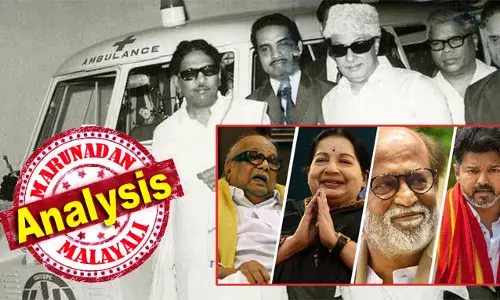 അണ്ണാദുരൈയ്ക്ക് തുണയായ കരുണാനിധി; എംഎല്‍എയായ ശേഷം ദ്രാവിഡ പാര്യമ്പര്യത്തില്‍ മുഖ്യമന്ത്രിയായ എംജിആര്‍; ഫാന്‍സിന്റെ ബലത്തില്‍ രാഷ്ട്രീയ കരുത്ത് കാട്ടാനാകില്ലെന്ന തിരിച്ചറിവില്‍ പിന്മാറിയ രജനികാന്ത്; രാഷ്ട്രീയ അടിത്തറ ഇല്ലാത്ത ഇളയ ദളപതി ഉണ്ടാക്കിയത് കരൂരിലെ രാഷ്ട്രീയ ദുരന്തം; ബൗണ്‍സര്‍മാരുമായി വോട്ടു പിടിക്കാന്‍ ഇറങ്ങിയതിന്റെ ബാക്കി പത്രം; തമിഴ്നാട് രാഷ്ട്രീയവും സിനിമയും ഇനി അകലുമോ?