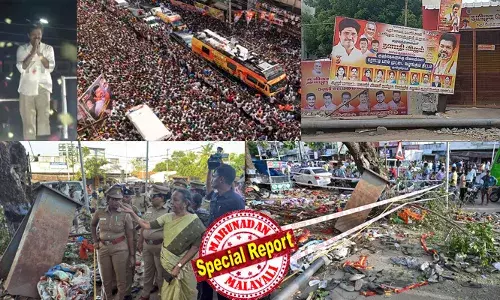 പ്രസംഗത്തിനിടെ ഒരു കുട്ടിയെ കാണാനില്ലെന്ന് കുറിപ്പ്; അഷ്മികയെ കാണാനില്ല, സഹായിക്കൂ എന്ന് വിജയ്; പെട്ടെന്ന് ആള്‍ക്കൂട്ടത്തിനിടയിലൂടെ ആംബുലന്‍സ് പാഞ്ഞെത്തി; ദുരന്തവാര്‍ത്ത പുറത്തുവന്നത് നിമിഷങ്ങള്‍ക്കകം;  പ്രതിഷേധം ഭയന്ന് ചെന്നൈയിലെ വീടിന് കനത്ത സുരക്ഷ;  ടിവികെ ഓഫീസ് പൂട്ടി നേതാക്കള്‍ മുങ്ങി;  പൊലീസിന് വീഴ്ചയുണ്ടായിട്ടില്ലെന്ന് എഡിജിപി;  ടിവികെ പര്യടനം റദ്ദാക്കണമെന്ന ഹര്‍ജി ഇന്ന് പരിഗണിക്കില്ല