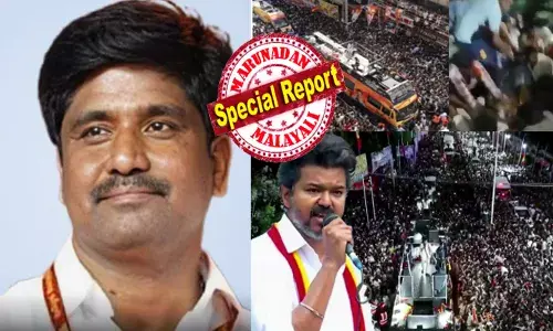 വിജയ് യുടെ മഹാറാലി ദുരന്തത്തിൽ ആദ്യ അറസ്റ്റ്; ടിവികെ കരൂർ വെസ്റ്റ് ജില്ലാ സെക്രട്ടറി മതിയഴകനെ അറസ്റ്റ് ചെയ്ത് അന്വേഷണ സംഘം; കുടുങ്ങിയത് ഒളിവിൽ കഴിയുന്നതിനിടെ; കേസെടുത്തത് അഞ്ചു വകുപ്പുകൾ പ്രകാരം; മനപ്പൂർവമല്ലാത്ത നരഹത്യ ഉൾപ്പെടെ ചുമത്തും; ഒന്നും പറയാതെ മൗനത്തിൽ തുടർന്ന് ജനനായകൻ