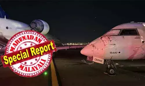 കൂട്ടിയിടിക്കു പിന്നാലെ വിമാനത്തിന്റെ ചിറക് വേര്‍പ്പെട്ടു; ലാന്‍ഡ് ചെയ്യുന്ന വിമാനത്തിലേക്ക് പാര്‍ക്ക് ചെയ്യാന്‍ ഗേറ്റിലേക്കു പോകുകയായിരുന്ന വിമാനം ഇടിച്ചുകയറി; ന്യുയോര്‍ക്ക് എയര്‍പോര്‍ട്ടില്‍ സംഭവിച്ചത്