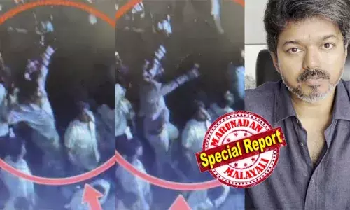 കരൂര്‍ അപകടത്തിന് മുന്‍പ് റാലിയില്‍ വിജയ്ക്ക് നേരെ ചെരുപ്പെറിയുന്ന ദൃശ്യങ്ങള്‍ പുറത്ത്; വിജയ്യുടെ തലയുടെ സമീപത്തെയ ചെരിപ്പ് തട്ടിമാറ്റാന്‍ ശ്രമിച്ചു സുരക്ഷാ ഉദ്യോഗസ്ഥന്‍; ചെരുപ്പേറ് നടത്തിയത് ഡിഎംകെ പ്രവര്‍ത്തകരെന്ന് ടിവികെയുടെ ആരോപണം; ചെരുപ്പേറുണ്ടായത് സെന്തില്‍ ബാലാജിയെ വിമര്‍ശിച്ചപ്പോള്‍