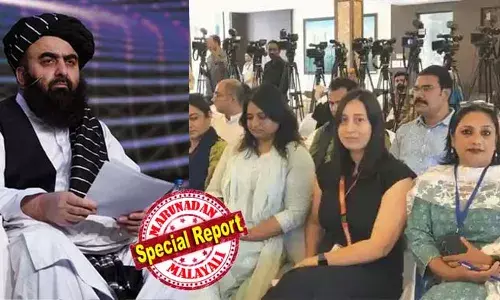ആ വിവാദത്തിന്റെ ക്ഷീണം തീര്‍ത്ത് താലിബാന്‍ മന്ത്രി! അമീര്‍ ഖാന്‍ മുത്തഖി നടത്തിയ വാര്‍ത്താസമ്മേളത്തില്‍ വനിതാ മാധ്യമപ്രവര്‍ത്തകരെയും ക്ഷണിച്ചു; മുന്‍നിരയില്‍ ഇരുന്ന് ചോദ്യങ്ങളുമായി വനിതാ ജേണലിസ്റ്റുകള്‍; സ്ത്രീകളെ ബോധപൂര്‍വം മാറ്റിനിര്‍ത്തുന്നില്ല;  സ്ത്രീകള്‍ക്ക് വിദ്യാഭ്യാസം ഹറാമായി പ്രഖ്യാപിച്ചിട്ടില്ല എന്നും താലിബാന്‍ വിദേശകാര്യ മന്ത്രി