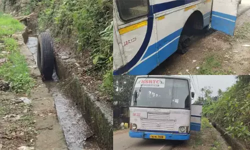 ഓടിക്കൊണ്ടിരുന്ന കെ.എസ്.ആർ.ടി.സി ബസിന്റെ ടയർ ഊരിത്തെറിച്ച് ഓടയിൽ വീണു; ബസ്സിലുണ്ടായിരുന്നത് നാല് യാത്രക്കാർ; ഒഴിവായത് വൻ അപകടം; സംഭവം തിരുവനന്തപുരം