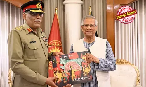 അസമും മറ്റുവടക്ക്-കിഴക്കന്‍ സംസ്ഥാനങ്ങളും ബംഗ്ലാദേശിന്റെ ഭാഗമായി ചിത്രീകരിച്ച വിവാദഭൂപടം പാക് ജനറലിന് കൈമാറി യുനുസ്; തീവ്ര ഇസ്ലാമിസ്റ്റ് ഗ്രൂപ്പുകള്‍ ഗ്രേറ്റര്‍ ബംഗ്ലാദേശ് എന്ന് വിശേഷിപ്പിക്കുന്ന വിവാദഭൂപ്രദേശവുമായി കൂട്ടിയിണക്കി ഇടക്കാല ഭരണാധികാരിയുടെ പ്രകോപനം; പാക് സൈനിക നേതൃത്വവുമായുള്ള രഹസ്യധാരണയുടെ ഭാഗമോ? ജാഗ്രതാ നിര്‍ദ്ദേശവുമായി ഇന്റലിജന്‍സ് ഏജന്‍സികള്‍