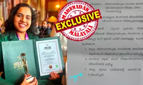 ആ പുരസ്‌ക്കാരം വെറും തള്ള് മാത്രം! മേയര്‍ ആര്യ രാജേന്ദ്രന് ബ്രിട്ടീഷ് പാര്‍ലമെന്റില്‍ വെച്ച് ലഭിച്ചത് ഔദ്യോഗിക പുരസ്‌കാരം അല്ല; സ്വകാര്യ സംഘടന വാടകക്ക് എടുത്ത പാര്‍ലമെന്റ് ഹാളിലെ പുരസ്‌കാര ചടങ്ങെന്ന് വിവരാവകാശ രേഖ; കോര്‍പ്പറേഷണ്‍ പണം മുടക്കി മേയര്‍ നടത്തിയത് സ്വകാര്യ സന്ദര്‍ശനം