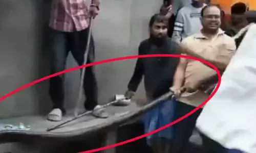 വീടിന്‍റെ അടുത്ത് ചുമരിനോട് ചേർന്ന് ഒരു അനക്കം ശ്രദ്ധിച്ചു; 12 അടി നീളത്തിൽ കൂറ്റൻ അതിഥി; ഓടയിലൂടെ ഇഴ‌ഞ്ഞ് നീങ്ങി കൊടും ഭീതി; നാട്ടുകാർ ഓടിയെത്തിയപ്പോൾ സംഭവിച്ചത്