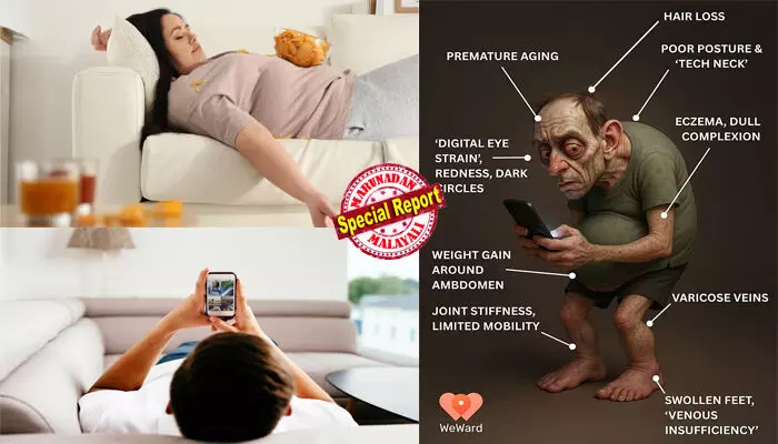 പുറത്ത് നിന്ന് ഭക്ഷണം ഓര്ഡര് ചെയ്ത് കമ്പ്യൂട്ടറിലും കണ്ണുനട്ട് മേലനങ്ങാതെ സോഫയില് ചടഞ്ഞിരിക്കുന്നവര്ക്ക് ഭാവിയില് എന്തുസംഭവിക്കും? നിഷ്ക്രിയനായ ഒരാള് 2050ല് എങ്ങനെയിരിക്കും? കുഴിഞ്ഞ കണ്ണുകളും മങ്ങിയ ചര്മ്മവും വീര്ത്ത കാലുകളും വികൃതമായ കഴുത്തുമായി വിചിത്രരൂപിയായ സാം എന്ന മോഡല്; വാക്കിങ് ആപ്പായ വീ വാര്ഡിന്റെ മുന്നറിയിപ്പുകള് ഇങ്ങനെ പുറത്ത് നിന്ന് ഭക്ഷണം ഓര്ഡര് ചെയ്ത് കമ്പ്യൂട്ടറിലും കണ്ണുനട്ട് മേലനങ്ങാതെ സോഫയില് ചടഞ്ഞിരിക്കുന്നവര്ക്ക് ഭാവിയില് എന്തുസംഭവിക്കും? നിഷ്ക്രിയനായ ഒരാള് 2050ല് എങ്ങനെയിരിക്കും? കുഴിഞ്ഞ കണ്ണുകളും മങ്ങിയ ചര്മ്മവും വീര്ത്ത കാലുകളും വികൃതമായ കഴുത്തുമായി വിചിത്രരൂപിയായ സാം എന്ന മോഡല്; വാക്കിങ് ആപ്പായ വീ വാര്ഡിന്റെ മുന്നറിയിപ്പുകള് ഇങ്ങനെ