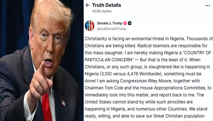 നൈജീരിയയില്‍ ക്രൈസ്തവര്‍ കൂട്ടക്കൊല ചെയ്യപ്പെടുന്നു; ക്രിസ്തുമതത്തിന് അസ്തിത്വ ഭീഷണി; നൈജീരിയയിലെ അതിക്രമങ്ങള്‍ക്ക് പിന്നില്‍ തീവ്ര ഇസ്ലാമിസ്റ്റുകള്‍; അമേരിക്ക വെറുതെ നോക്കി നില്‍ക്കില്ലെന്നും ക്രൈസ്തവരെ സംരക്ഷിക്കാന്‍ സജ്ജമെന്നും ട്രംപ്