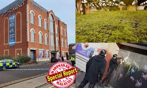 ഇഷ്ടികകൊണ്ട് അടച്ച വാതിലുകള്‍; ചില വാതിലുകളില്‍ വലിയ ഇരുമ്പ് പൂട്ടുകളും; മൂന്ന് നില കെട്ടിടത്തില്‍ കണ്ടെത്തിയത് ആയിരക്കണക്കിന് കഞ്ചാവ് ചെടികള്‍;  നോര്‍ത്താംപ്ടണില്‍ കണ്ടെത്തിയത്  മുന്‍ കാസിനോയ്ക്കുള്ളില്‍ ഒളിപ്പിച്ച കഞ്ചാവ് ഫാക്ടറി; 36കാരന്‍ അറസ്റ്റില്‍