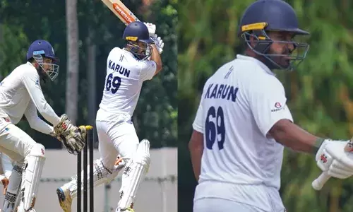 വിയർത്ത് കേരള ബൗളർമാർ; ഇരട്ട സെഞ്ചുറിയുമായി കരുൺ നായർ; സെഞ്ചുറിയുമായി നിലയുറപ്പിച്ച്  സ്മരൺ രവിചന്ദ്രൻ; രഞ്ജി ട്രോഫി ക്രിക്കറ്റിൽ കർണാടക കൂറ്റൻ സ്കോറിലേക്ക്