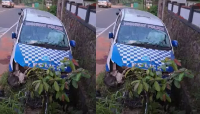 നിയന്ത്രണം വിട്ടെത്തിയ ഹൈവേ പൊലീസ് വാഹനം സൈഡിലേക്ക് ഇടിച്ചുകയറി അപകടം; മൂന്ന് പേർക്ക് പരിക്ക്; ആശുപത്രിയിൽ പ്രവേശിപ്പിച്ചു; സംഭവം കോട്ടയത്ത് നിയന്ത്രണം വിട്ടെത്തിയ ഹൈവേ പൊലീസ് വാഹനം സൈഡിലേക്ക് ഇടിച്ചുകയറി അപകടം; മൂന്ന് പേർക്ക് പരിക്ക്; ആശുപത്രിയിൽ പ്രവേശിപ്പിച്ചു; സംഭവം കോട്ടയത്ത്