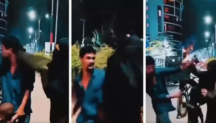 നടുറോഡിൽ നിന്ന് പരസ്പരം ചെകിട്ടത്ത് അടിക്കുന്ന ദമ്പതികൾ; ഇതെല്ലാം പേടിയോടെ നോക്കിനിൽക്കുന്ന കുഞ്ഞും; സോഷ്യൽ മീഡിയയിൽ ചൂട് പിടിച്ച് ചർച്ചകൾ