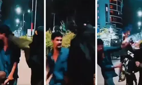 നടുറോഡിൽ നിന്ന് പരസ്പരം ചെകിട്ടത്ത് അടിക്കുന്ന ദമ്പതികൾ; ഇതെല്ലാം പേടിയോടെ നോക്കിനിൽക്കുന്ന കുഞ്ഞും; സോഷ്യൽ മീഡിയയിൽ ചൂട് പിടിച്ച് ചർച്ചകൾ