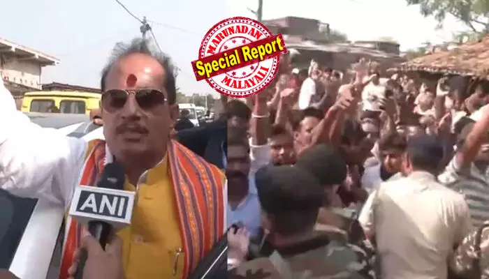 ബിഹാര് ഉപമുഖ്യമന്ത്രിയുടെ വാഹനവ്യൂഹം തടഞ്ഞ് കല്ലും ചാണകവും ചെരിപ്പും വലിച്ചെറിഞ്ഞ് ആള്ക്കൂട്ടം; മൂര്ദാബാദ് മുദ്രാവാക്യം മുഴക്കി അതിക്രമം; ആര്ജെഡി ഗൂണ്ടകളെന്നും തങ്ങള് അവരുടെ നെഞ്ചിലൂടെ ബുള്ഡോസര് ഓടിക്കുമെന്നും വിജയ് കുമാര് സിന്ഹ; പൊലീസ് നിസാരവത്കരിച്ചപ്പോള് സ്വമേധയാ കേസെടുത്ത് തിരഞ്ഞെടുപ്പ് കമ്മീഷന് ബിഹാര് ഉപമുഖ്യമന്ത്രിയുടെ വാഹനവ്യൂഹം തടഞ്ഞ് കല്ലും ചാണകവും ചെരിപ്പും വലിച്ചെറിഞ്ഞ് ആള്ക്കൂട്ടം; മൂര്ദാബാദ് മുദ്രാവാക്യം മുഴക്കി അതിക്രമം; ആര്ജെഡി ഗൂണ്ടകളെന്നും തങ്ങള് അവരുടെ നെഞ്ചിലൂടെ ബുള്ഡോസര് ഓടിക്കുമെന്നും വിജയ് കുമാര് സിന്ഹ; പൊലീസ് നിസാരവത്കരിച്ചപ്പോള് സ്വമേധയാ കേസെടുത്ത് തിരഞ്ഞെടുപ്പ് കമ്മീഷന്