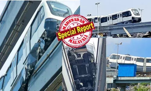 രാവിലെ ട്രാക്കിൽ അതിഭീകര കാഴ്ച; ഉഗ്ര ശബ്ദം കേട്ട് ആളുകൾ ഓടിയെത്തി; താഴോട്ട് വീണുപോകാതെ ജസ്റ്റ് മിസ്സിന് നിൽക്കുന്ന മോണോ റെയിൽ; പാതയിൽ നിന്ന് മറ്റൊരു ബീമിലേക്ക് തെന്നി മാറി അപകടം; ട്രെയിനിന്റെ അവസ്ഥ കണ്ട് തലയിൽ കൈവച്ച് ഓപ്പറേറ്റർമാർ