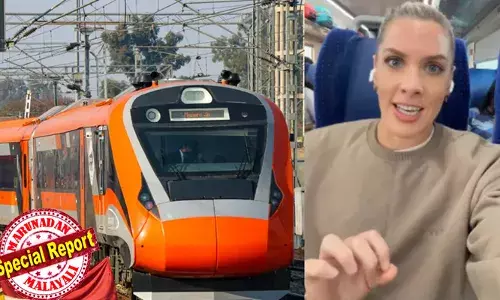 ചായപ്പൊടികിട്ടിയപ്പോള്‍ ആശയക്കുഴപ്പത്തിലായി; പിന്നാലെ ചൂടുവെള്ളം എത്തി; ആ ചായ രുചികരമായിരുന്നു;  ഞങ്ങളുടെ ഭക്ഷണ ട്രേയില്‍ അഞ്ച് സാധനങ്ങളും; നാലുപേര്‍ക്ക് ടിക്കറ്റിന് വെറും 11 പൗണ്ട്, അടിപൊളി യാത്ര; വന്ദേഭാരതിനെ പുകഴ്ത്തി ബ്രിട്ടീഷ് കുടുംബം; ഇന്ത്യയുടെ നല്ല വശങ്ങള്‍ കാണിച്ചതിന് നന്ദിയെന്ന് കമന്റുകള്‍