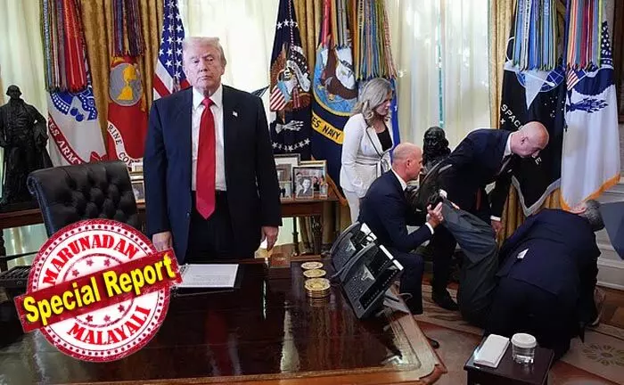 വൈറ്റ്ഹൗസിലെ ഓവല് ഓഫീസില് ട്രംപിന് മുന്നില് ബോധം കെട്ട് വീണ് അതിഥി; സമീപത്തു നിന്നവര് താങ്ങി നിര്ത്തി നിലത്തുകിടത്തി; എന്തു ചെയ്യണമെന്ന് അറിയാതെ സ്്തംഭിച്ച് ട്രംപും; ബോധക്ഷയം ഉണ്ടായ വ്യക്തിക്ക് ഡോക്ടറുടെ പരിചരണം ലഭിച്ചെന്നും സുഖമായിരിക്കുന്നുവെന്നും വൈറ്റ് ഹൗസ് പ്രസ് സെക്രട്ടറി വൈറ്റ്ഹൗസിലെ ഓവല് ഓഫീസില് ട്രംപിന് മുന്നില് ബോധം കെട്ട് വീണ് അതിഥി; സമീപത്തു നിന്നവര് താങ്ങി നിര്ത്തി നിലത്തുകിടത്തി; എന്തു ചെയ്യണമെന്ന് അറിയാതെ സ്്തംഭിച്ച് ട്രംപും; ബോധക്ഷയം ഉണ്ടായ വ്യക്തിക്ക് ഡോക്ടറുടെ പരിചരണം ലഭിച്ചെന്നും സുഖമായിരിക്കുന്നുവെന്നും വൈറ്റ് ഹൗസ് പ്രസ് സെക്രട്ടറി