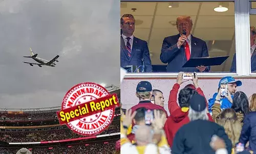 നാഷണല്‍ ഫുട്ബോള്‍ ലീഗിന്റെ ഒരു മല്‍സരം നടക്കുന്ന സ്‌റ്റേഡിയത്തിന് മുകളിലൂടെ പറന്ന് കളി കാണാനെത്തി ട്രംപ്; ആകാശക്കാഴ്ച്ച അതിശയിപ്പിക്കുന്നതെന്ന് പറഞ്ഞ് പുകഴ്ത്തല്‍; പിന്നാലെ ചോദിച്ചത് 3.7 ബില്യണ്‍ ഡോളര്‍ മുടക്കി പുതുതായി നിര്‍മിച്ച സ്റ്റേഡിയത്തിന് തന്റെ പേരിടാന്‍ പറ്റുമോ എന്ന്