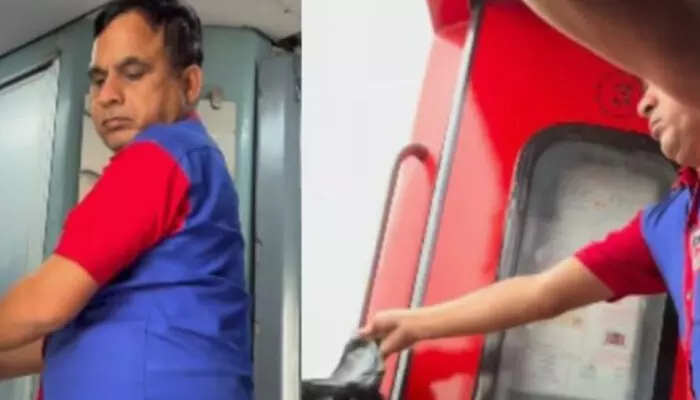 എടുത്തോണ്ട് പോടാ..; ഓടുന്ന ട്രെയിനിൽ നിന്ന് കവറലാക്കിയ മാലിന്യങ്ങൾ വലിച്ചെറിയുന്ന കാഴ്ച; റെയിൽവേ ജീവനക്കാരന് എട്ടിന്റെ പണി