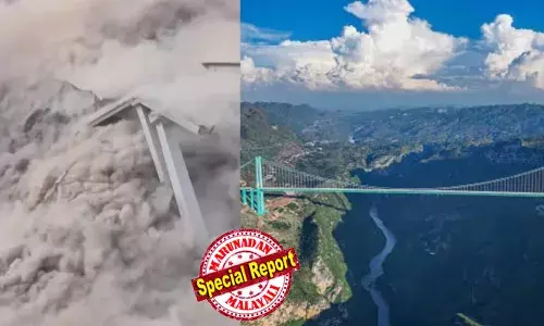 ഭൗമപരമായ അസ്ഥിരതയോ? രൂപകല്‍പ്പനയിലോ നിര്‍മ്മാണത്തിലോ പിഴവുണ്ടായോ? ചൈനയില്‍ 625 മീറ്റര്‍ ഉയരത്തില്‍ നിര്‍മ്മിച്ച ഹോങ്ചി ബ്രിഡ്ജ് തകര്‍ന്നുവീണതില്‍ അന്വേഷണം തുടരുന്നു;  കോണ്‍ക്രീറ്റ് ഭാഗം നദിയില്‍ വീഴുന്നതിന്റെ ദൃശ്യങ്ങള്‍ വൈറല്‍