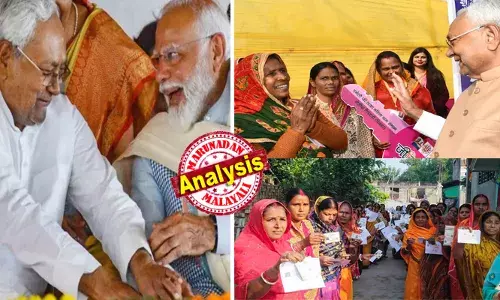 കോണ്‍ഗ്രസ് വോട്ട് ചോരിയില്‍ മതിമറന്നപ്പോള്‍ എന്‍ഡിഎ തുറുപ്പു ചീട്ടാക്കിയത് സ്ത്രീകളുടെ അക്കൗണ്ടില്‍ 10000 വീതം നിക്ഷേപിക്കുമെന്ന സുന്ദര സൗജന്യ വാഗ്ദാനം; ജംഗിള്‍ രാജ് പേടിയും മദ്യം തിരിച്ചുവരുമെന്ന ആധിയും കൂടി ചേര്‍ന്നതോടെ സ്ത്രീകള്‍ ക്യൂ നിന്ന് സംരക്ഷകനായ നിതീഷിനെ ജയിപ്പിച്ചു; ബിഹാറില്‍ ഡബിള്‍ എഞ്ചിന്‍ സര്‍ക്കാര്‍ വീണ്ടും അധികാരത്തിലേറിയതിന് കേരളത്തിലെ ഭരണത്തുടര്‍ച്ചയുമായി സാമ്യം