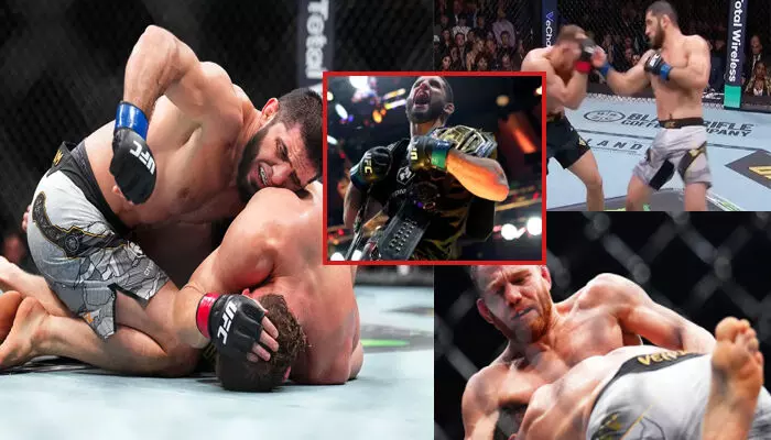 കാൽ തുടയിൽ കിട്ടിയ ആദ്യ കിക്കിൽ തന്നെ ഒന്ന് വിരണ്ട് പോയ എതിരാളി; ലോക്ക് ചെയ്ത് നിലത്തടിച്ചിട്ടും വിട്ടുകൊടുത്തില്ല; രണ്ടാം റൗണ്ട് മുതൽ റിങ്ങിൽ കണ്ടത് അതിശക്തരായ രണ്ടുപേരെ; യുഎഫ്സി വെൽറ്റർ വെയിറ്റ് കിരീടം നിലനിർത്തി ഇസ്ലാം മഖാചേവ്; ന്യൂയോർക്കിൽ അലതല്ലും ആവേശം കാൽ തുടയിൽ കിട്ടിയ ആദ്യ കിക്കിൽ തന്നെ ഒന്ന് വിരണ്ട് പോയ എതിരാളി; ലോക്ക് ചെയ്ത് നിലത്തടിച്ചിട്ടും വിട്ടുകൊടുത്തില്ല; രണ്ടാം റൗണ്ട് മുതൽ റിങ്ങിൽ കണ്ടത് അതിശക്തരായ രണ്ടുപേരെ; യുഎഫ്സി വെൽറ്റർ വെയിറ്റ് കിരീടം നിലനിർത്തി ഇസ്ലാം മഖാചേവ്; ന്യൂയോർക്കിൽ അലതല്ലും ആവേശം