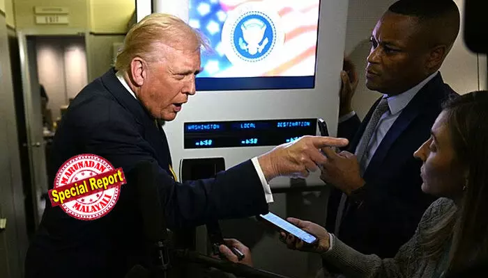 കടക്കുപുറത്ത് അങ്ങ് അമേരിക്കയിലും! തന്നെ കുരുക്കുന്ന ലൈംഗിക കുറ്റവാളി എപ്സ്റ്റീനുമായി ബന്ധപ്പെട്ട ഫയലുകളെ കുറിച്ച് ചോദിച്ച മാധ്യമ പ്രവര്ത്തകയോട് എയര്ഫോഴ്സ് വണ്ണില് വച്ച് തട്ടിക്കയറി ട്രംപ്; ഒച്ചവയ്ക്കരുതെന്ന് വിരല് ചൂണ്ടി ശാസന; ഫയലുകള് പുറത്തുവിടാന് ഡെമോക്രാറ്റുകള്ക്ക് പുറമേ റിപ്പബ്ലിക്കന്മാരും സമ്മര്ദ്ദം കൂട്ടിയതോടെ കലി കയറി യുഎസ് പ്രസിഡന്റ് കടക്കുപുറത്ത് അങ്ങ് അമേരിക്കയിലും! തന്നെ കുരുക്കുന്ന ലൈംഗിക കുറ്റവാളി എപ്സ്റ്റീനുമായി ബന്ധപ്പെട്ട ഫയലുകളെ കുറിച്ച് ചോദിച്ച മാധ്യമ പ്രവര്ത്തകയോട് എയര്ഫോഴ്സ് വണ്ണില് വച്ച് തട്ടിക്കയറി ട്രംപ്; ഒച്ചവയ്ക്കരുതെന്ന് വിരല് ചൂണ്ടി ശാസന; ഫയലുകള് പുറത്തുവിടാന് ഡെമോക്രാറ്റുകള്ക്ക് പുറമേ റിപ്പബ്ലിക്കന്മാരും സമ്മര്ദ്ദം കൂട്ടിയതോടെ കലി കയറി യുഎസ് പ്രസിഡന്റ്