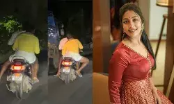 ചില വഴിയോരക്കാഴ്ചകൾ.. സേഫ് റൈഡ് ഗയ്സ്; ഹെൽമറ്റില്ല, മദ്യപിച്ച് അപകടകരമായ സ്കൂട്ടർ യാത്ര: പിന്നിലിരിക്കുന്ന ആൾ ഏത് നിമിഷവും താഴെ വീഴാമെന്ന മട്ടിൽ; വീഡിയോ പകർത്തി നവ്യ നായർ