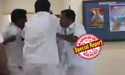 സാമൂഹ്യ മാധ്യമത്തില്‍ ഏറ്റുമുട്ടല്‍; നേരിട്ടു കണ്ടപ്പോള്‍ ഷര്‍ട്ടില്‍ പിടിച്ച് മൂക്കിലിടിച്ചു, ചവിട്ടി; കാസര്‍കോട് ഡിസിസി ഓഫീസില്‍ കൊലവിളി; കോണ്‍ഗ്രസ് നേതാക്കള്‍ തമ്മില്‍ത്തല്ലിയത് തദ്ദേശ തെരഞ്ഞെടുപ്പ് സീറ്റ് വിഭജന തര്‍ക്കത്തിന്റെ പേരില്‍