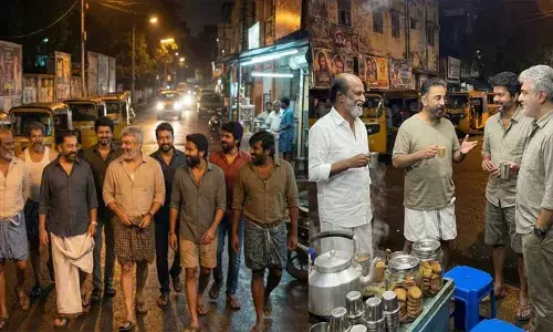 തട്ടുകടയിൽ കുശലം പറയുന്ന രജനിയും കമലും വിജയ്‌യും; കള്ളിമുണ്ടും ഷർട്ടും ധരിച്ച് അജിത്ത്; തട്ടുകടയിൽ പൊറോട്ട കഴിക്കുന്ന സൂര്യ; വൈറലായി ചിത്രങ്ങൾ