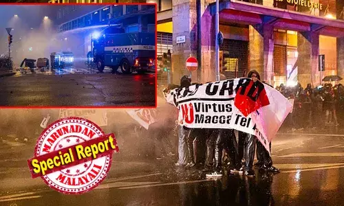 ഇസ്രായേലിന് ചുവപ്പ് കാർഡ് കാണിക്കുക, ഗാസയിലെ നരഹത്യ അവസാനിപ്പിക്കുക; ഇസ്രായേൽ ബാസ്‌കറ്റ്‌ബോൾ ടീമിനെതിരെ പ്രതിഷേധവുമായി തെരുവിലിറങ്ങിയത് ആയിരക്കണക്കിന് ആളുകൾ; കലാപ നിയന്ത്രണ സേനയ്ക്ക് നേരെ കല്ലേറ്; എട്ട് പോലീസുകാർക്ക് പരിക്ക്; യുദ്ധക്കളമായി ബൊളോണിയ